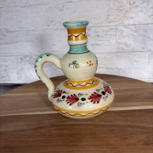 Vintage Italian Ceramic Miniature Pitcher Hand Painted Floral Jug Pottery Italy